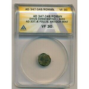 Roman Empire Divus Constantine I AD 347-348 AE Follis Antioch Mint VF30 ANACS